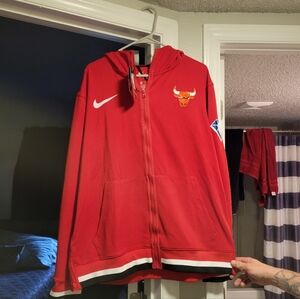 Nike Nba Chicago Bulls Showtime Dri-Fit Full-Zip Men Red Hoodie